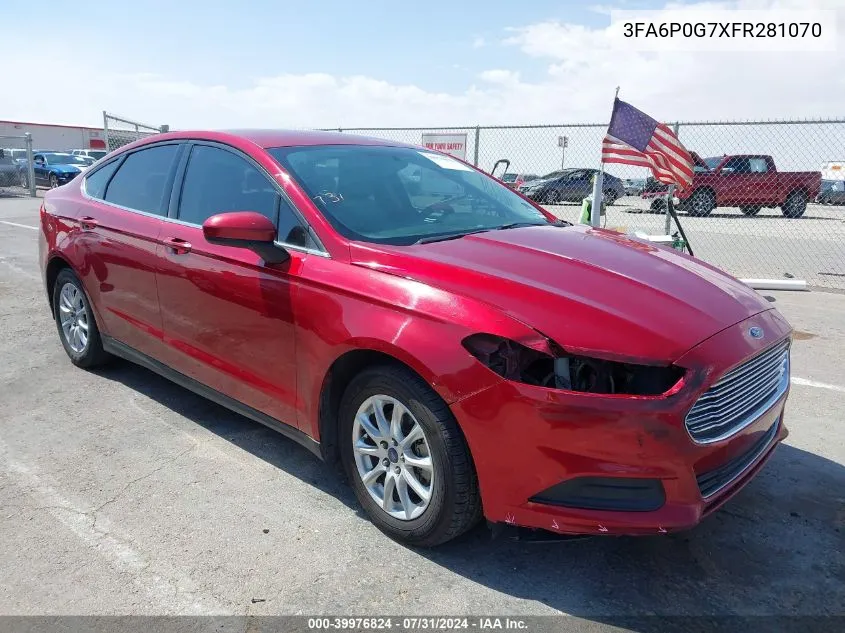 3FA6P0G7XFR281070 2015 Ford Fusion S