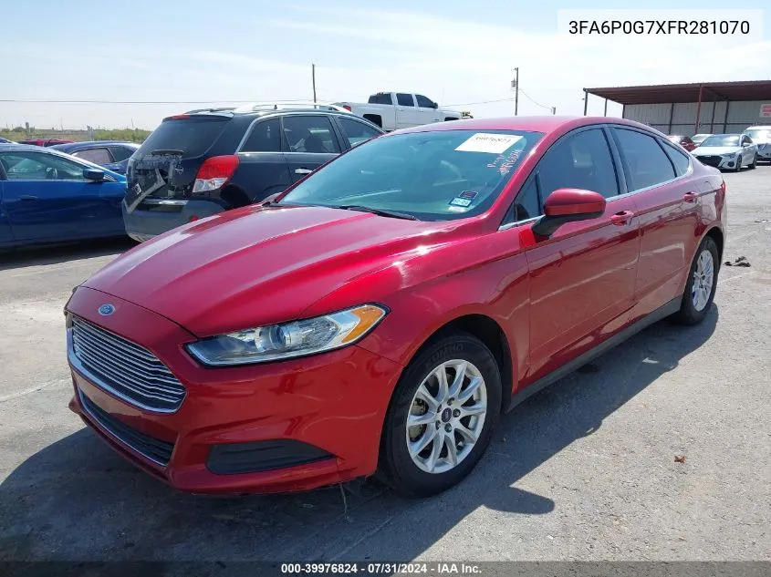 3FA6P0G7XFR281070 2015 Ford Fusion S