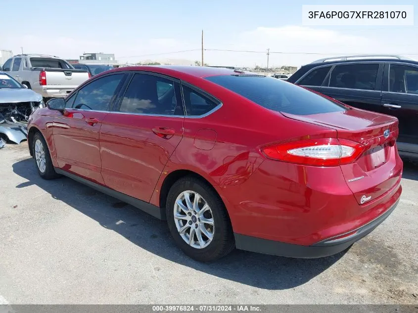 3FA6P0G7XFR281070 2015 Ford Fusion S