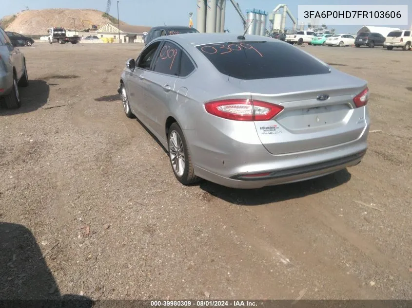 2015 Ford Fusion Se VIN: 3FA6P0HD7FR103606 Lot: 39980309