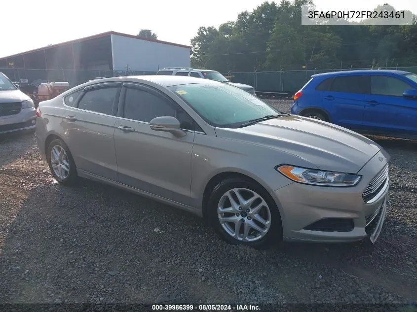 2015 Ford Fusion Se VIN: 3FA6P0H72FR243461 Lot: 39986399