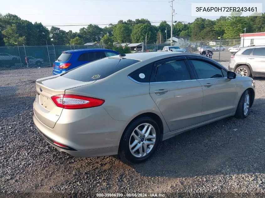 2015 Ford Fusion Se VIN: 3FA6P0H72FR243461 Lot: 39986399