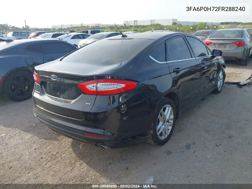 2015 Ford Fusion Se VIN: 3FA6P0H72FR288240 Lot: 39998698