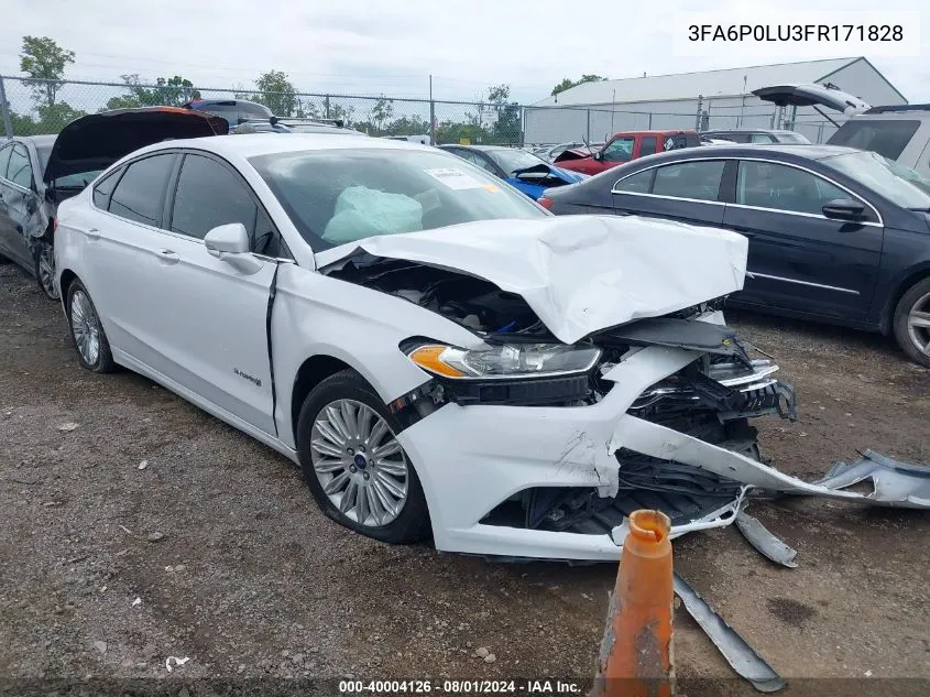 2015 Ford Fusion Hybrid Se VIN: 3FA6P0LU3FR171828 Lot: 40004126