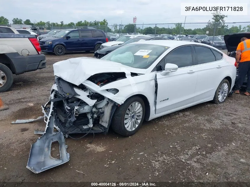 2015 Ford Fusion Hybrid Se VIN: 3FA6P0LU3FR171828 Lot: 40004126