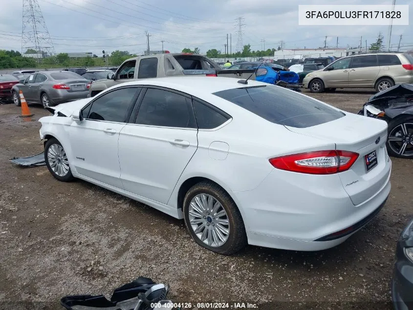 2015 Ford Fusion Hybrid Se VIN: 3FA6P0LU3FR171828 Lot: 40004126