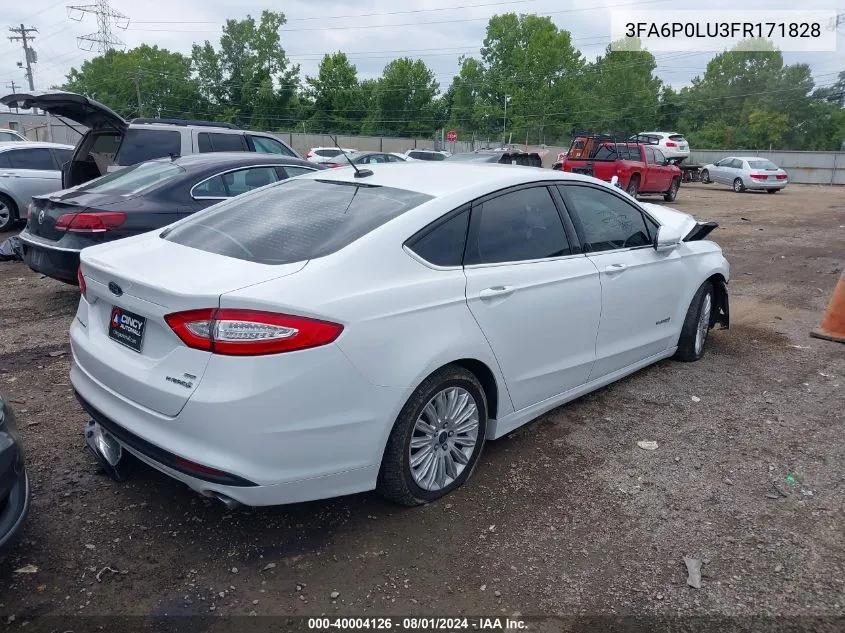 3FA6P0LU3FR171828 2015 Ford Fusion Hybrid Se