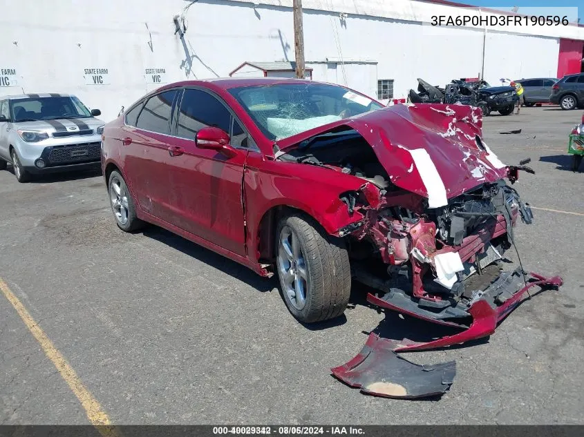 2015 Ford Fusion Se VIN: 3FA6P0HD3FR190596 Lot: 40029342