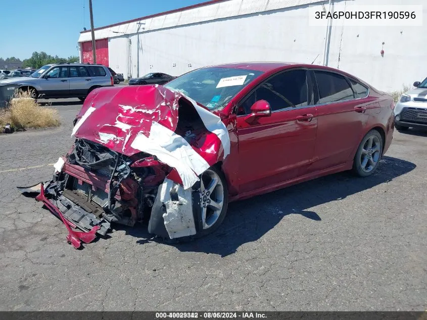 2015 Ford Fusion Se VIN: 3FA6P0HD3FR190596 Lot: 40029342