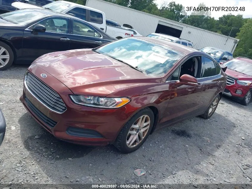 2015 Ford Fusion Se VIN: 3FA6P0H70FR203248 Lot: 40029597