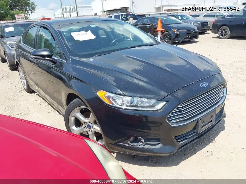 2015 Ford Fusion Se VIN: 3FA6P0HD2FR135542 Lot: 40038410