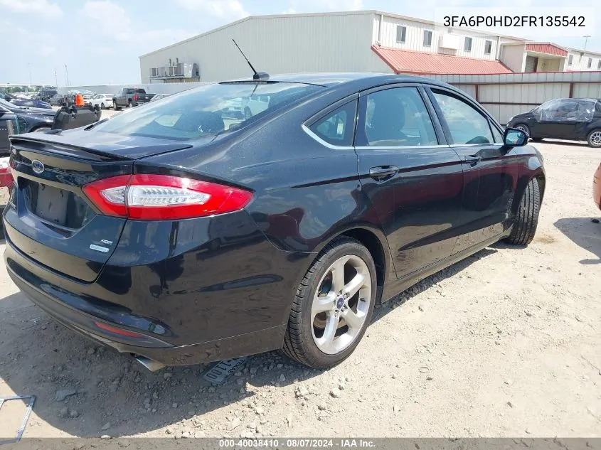 2015 Ford Fusion Se VIN: 3FA6P0HD2FR135542 Lot: 40038410