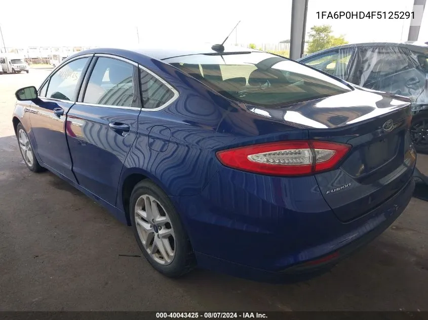 2015 Ford Fusion Se VIN: 1FA6P0HD4F5125291 Lot: 40043425