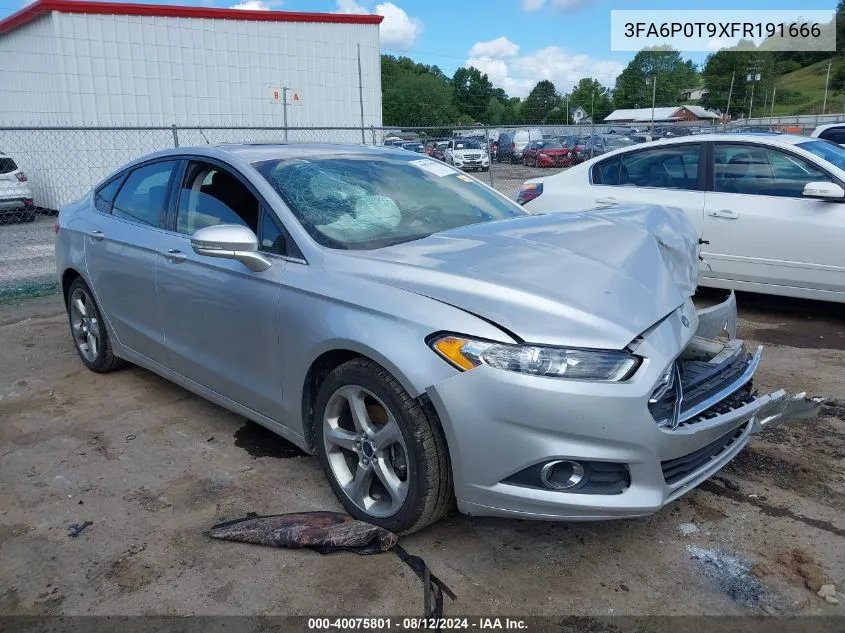 2015 Ford Fusion Se VIN: 3FA6P0T9XFR191666 Lot: 40075801