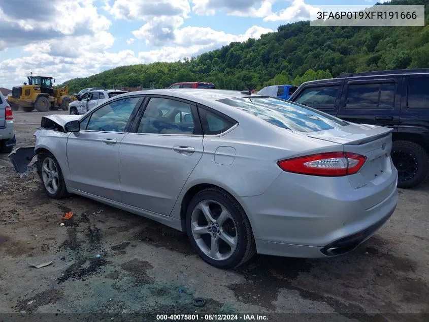 2015 Ford Fusion Se VIN: 3FA6P0T9XFR191666 Lot: 40075801