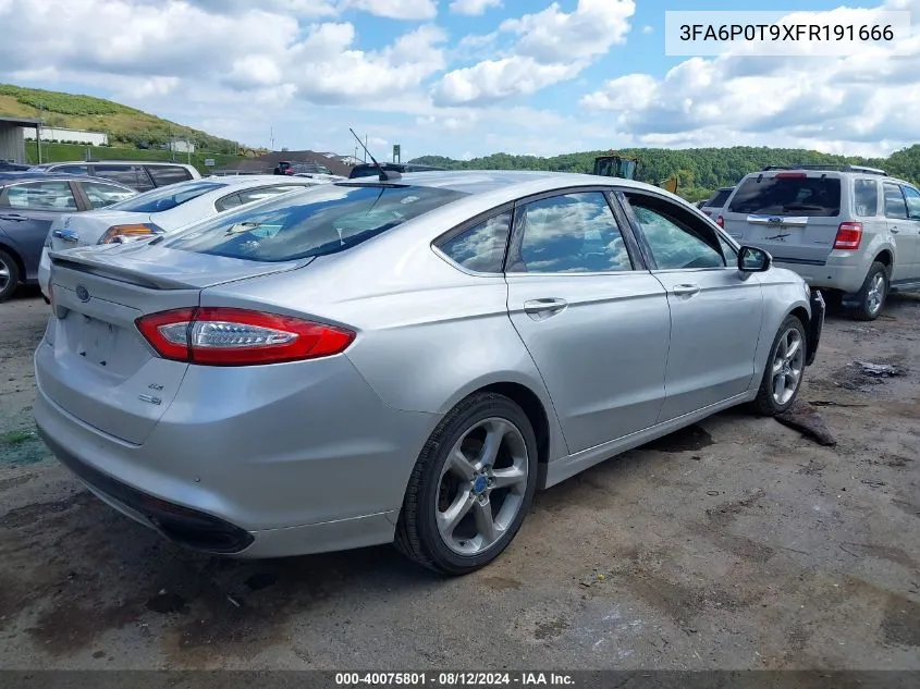 2015 Ford Fusion Se VIN: 3FA6P0T9XFR191666 Lot: 40075801