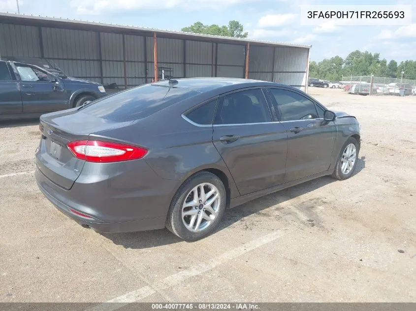 2015 Ford Fusion Se VIN: 3FA6P0H71FR265693 Lot: 40077745