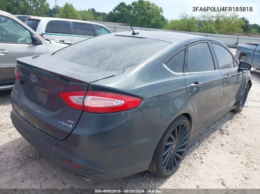 3FA6P0LU4FR185818 2015 Ford Fusion Hybrid Se