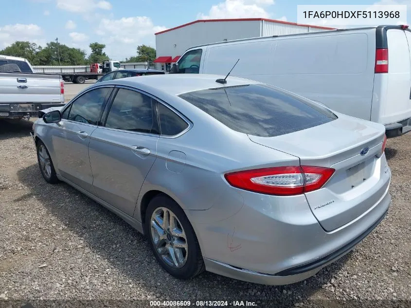 2015 Ford Fusion Se VIN: 1FA6P0HDXF5113968 Lot: 40086609