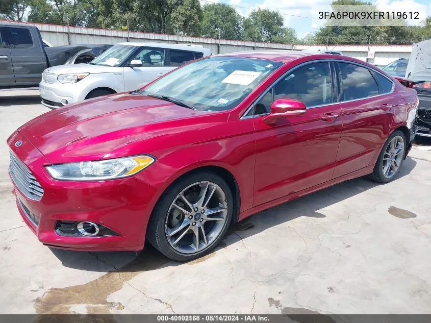 2015 Ford Fusion Titanium VIN: 3FA6P0K9XFR119612 Lot: 40102168