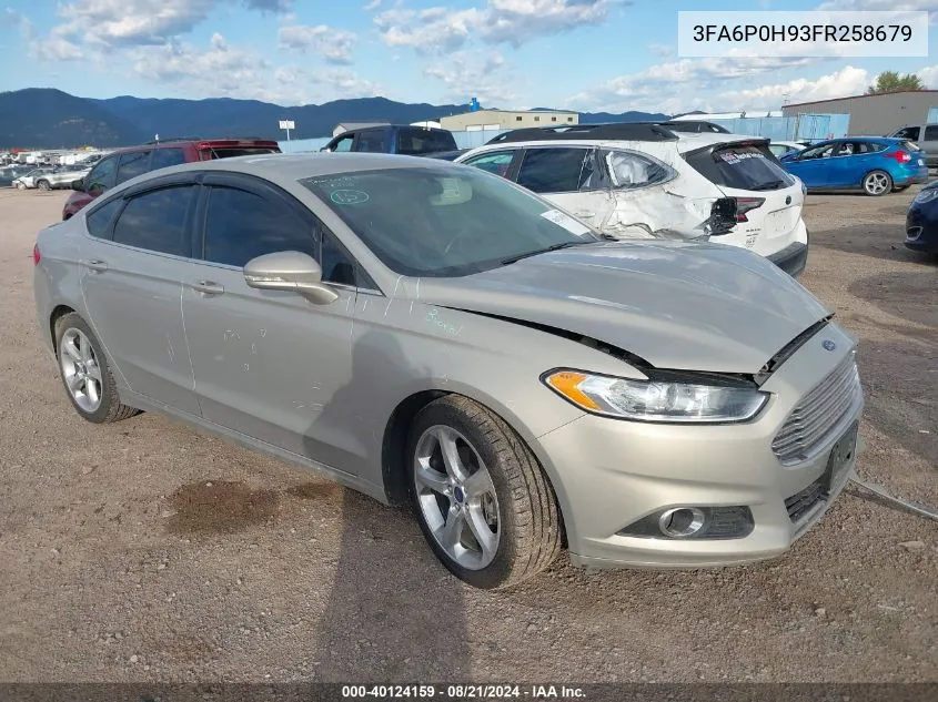 2015 Ford Fusion Se VIN: 3FA6P0H93FR258679 Lot: 40124159