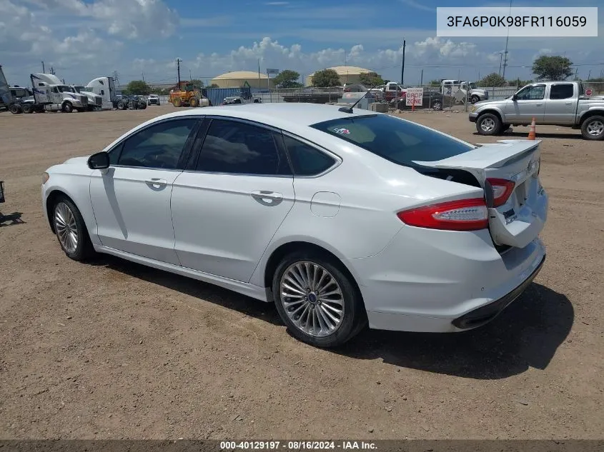 2015 Ford Fusion Titanium VIN: 3FA6P0K98FR116059 Lot: 40129197