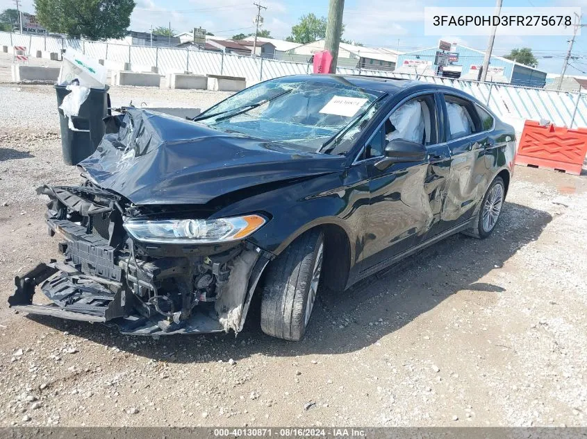 2015 Ford Fusion Se VIN: 3FA6P0HD3FR275678 Lot: 40130871