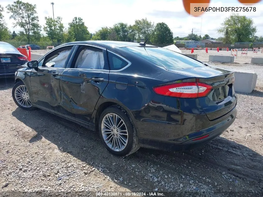 2015 Ford Fusion Se VIN: 3FA6P0HD3FR275678 Lot: 40130871