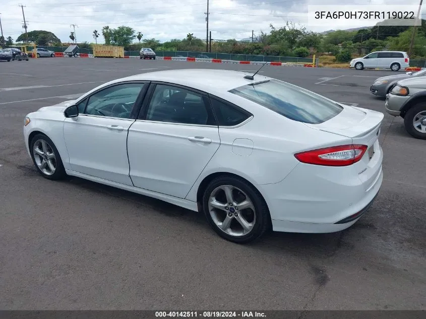 2015 Ford Fusion Se VIN: 3FA6P0H73FR119022 Lot: 40142511