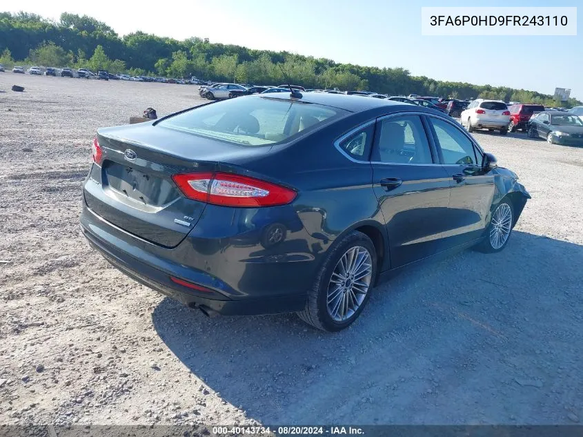 2015 Ford Fusion Se VIN: 3FA6P0HD9FR243110 Lot: 40143734