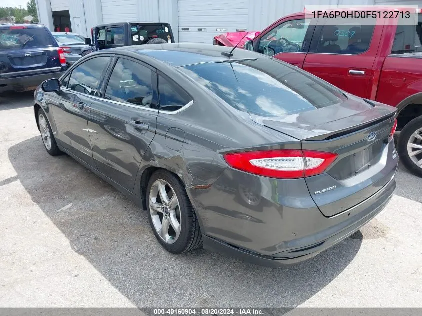 2015 Ford Fusion Se VIN: 1FA6P0HD0F5122713 Lot: 40160904