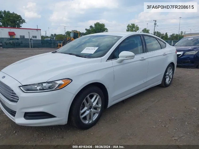 2015 Ford Fusion Se VIN: 3FA6P0HD7FR208615 Lot: 40163436