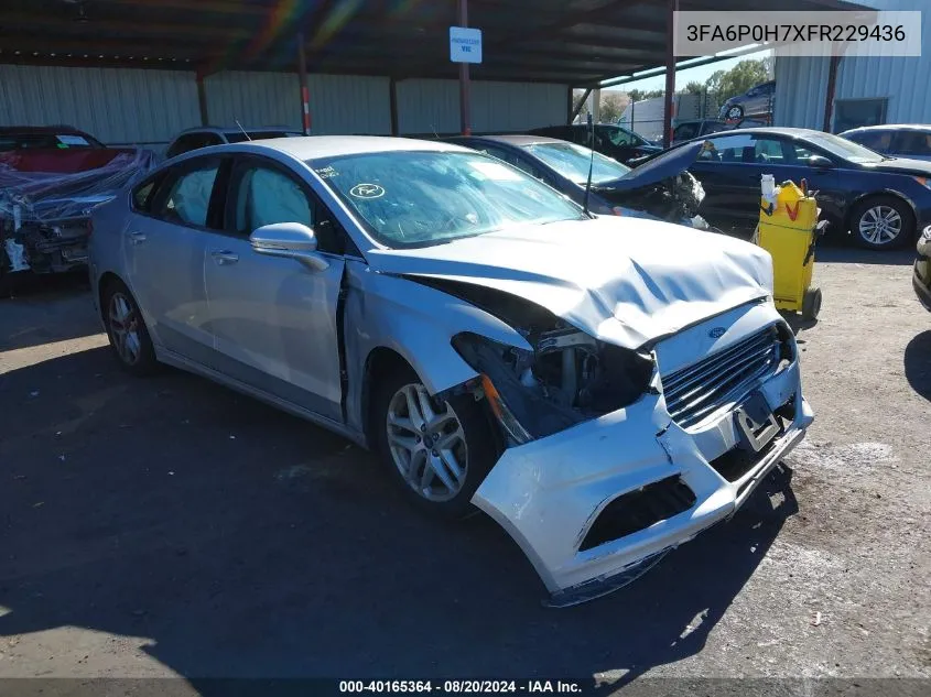 2015 Ford Fusion Se VIN: 3FA6P0H7XFR229436 Lot: 40165364