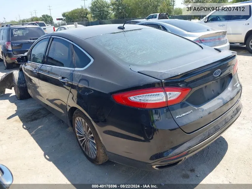 2015 Ford Fusion Titanium VIN: 3FA6P0K94FR207412 Lot: 40175596