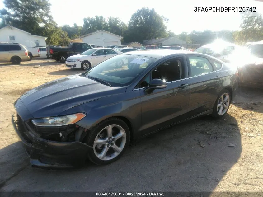 2015 Ford Fusion Se VIN: 3FA6P0HD9FR126742 Lot: 40175801