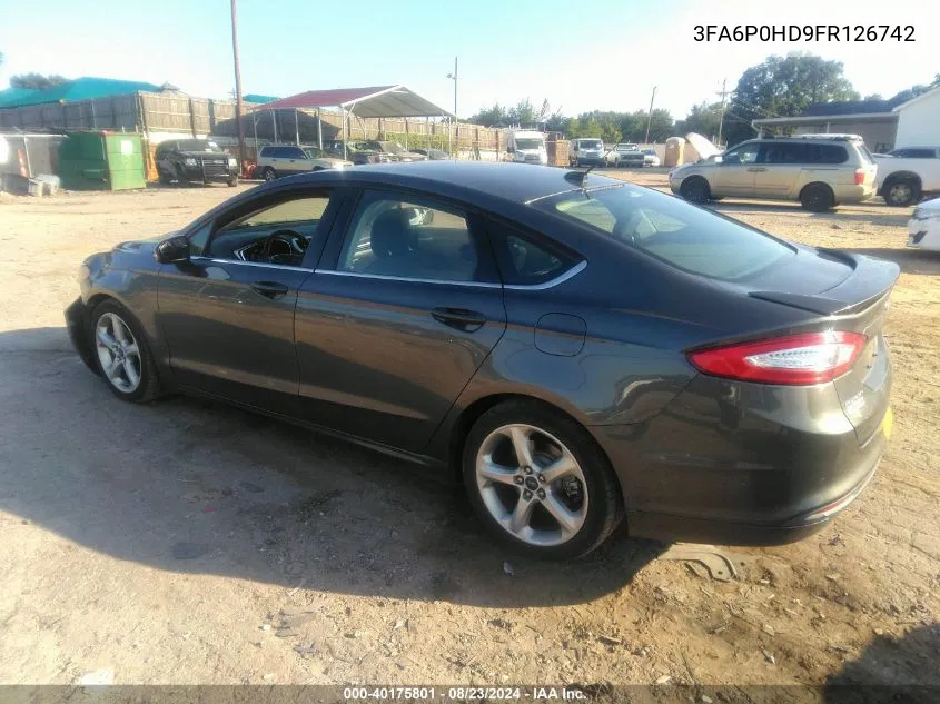 2015 Ford Fusion Se VIN: 3FA6P0HD9FR126742 Lot: 40175801