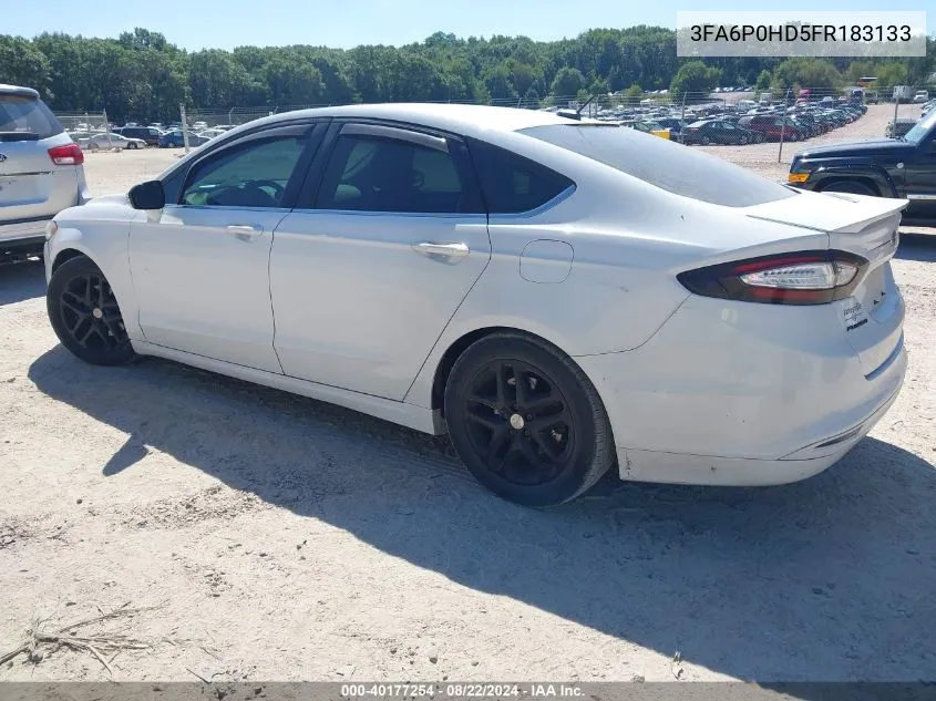 2015 Ford Fusion Se VIN: 3FA6P0HD5FR183133 Lot: 40177254