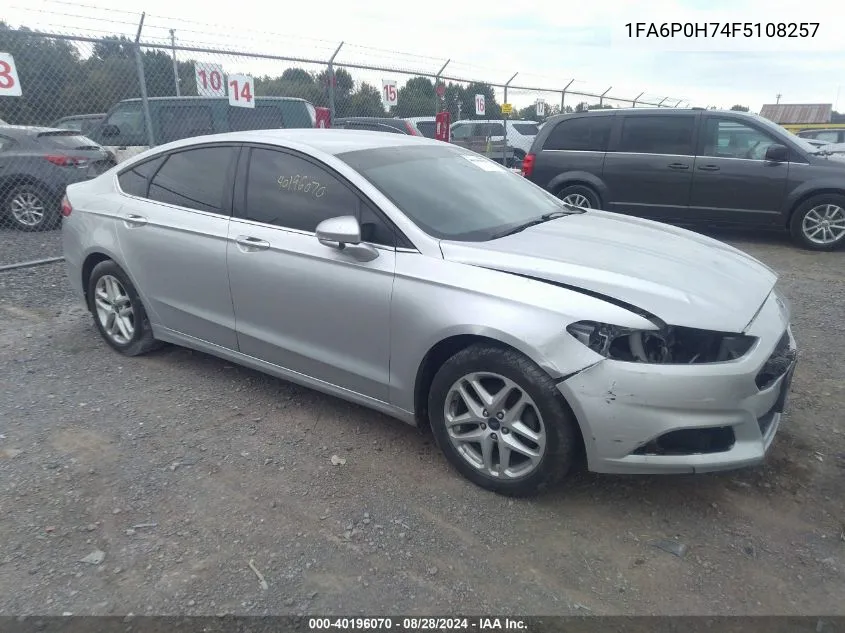 2015 Ford Fusion Se VIN: 1FA6P0H74F5108257 Lot: 40196070