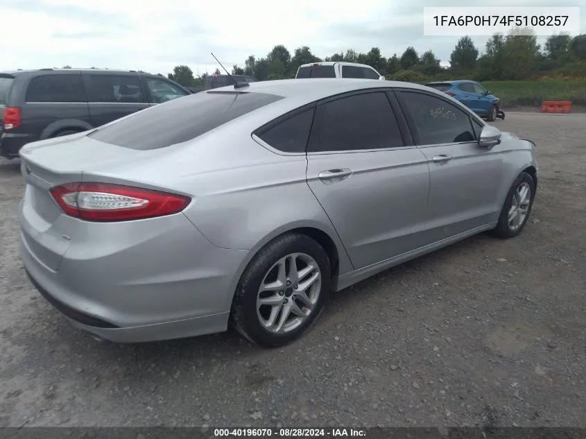 2015 Ford Fusion Se VIN: 1FA6P0H74F5108257 Lot: 40196070