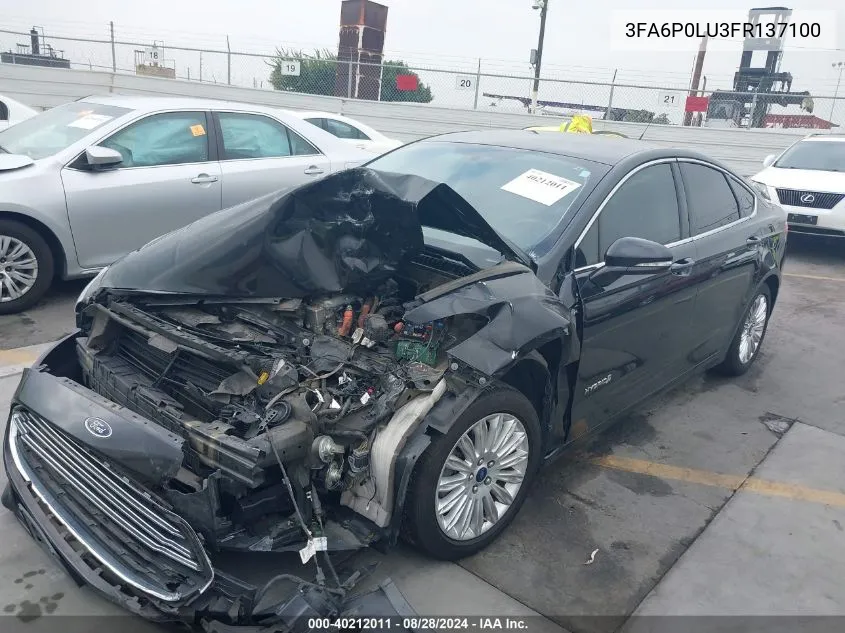 2015 Ford Fusion Hybrid Se VIN: 3FA6P0LU3FR137100 Lot: 40212011