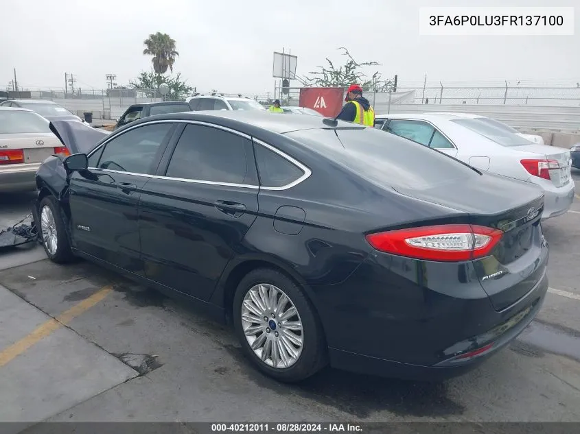 3FA6P0LU3FR137100 2015 Ford Fusion Hybrid Se