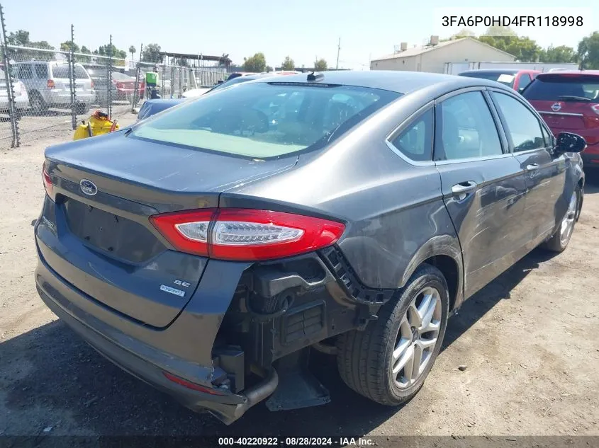 3FA6P0HD4FR118998 2015 Ford Fusion Se