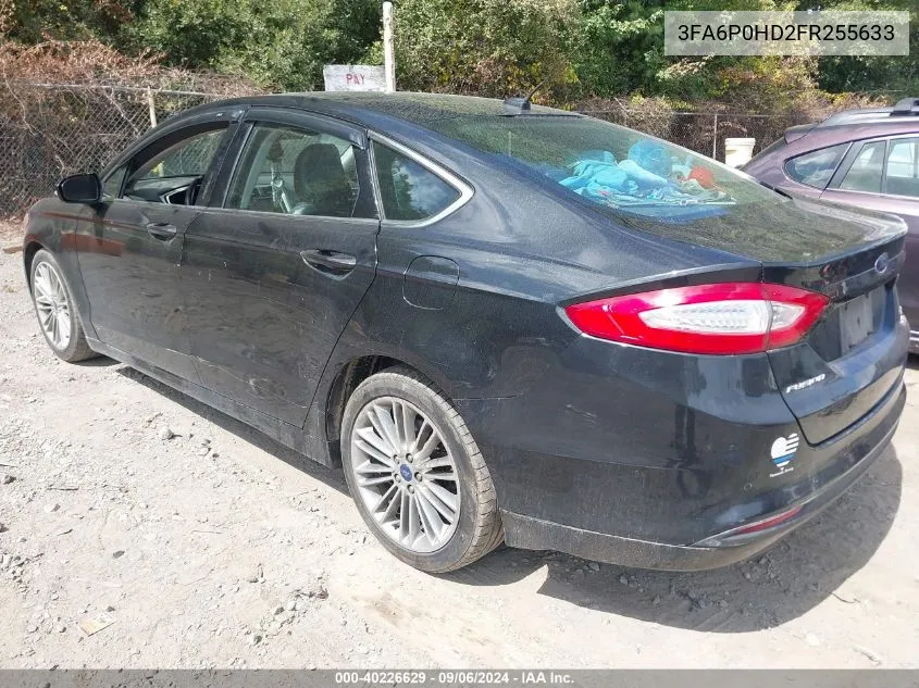 2015 Ford Fusion Se VIN: 3FA6P0HD2FR255633 Lot: 40226629