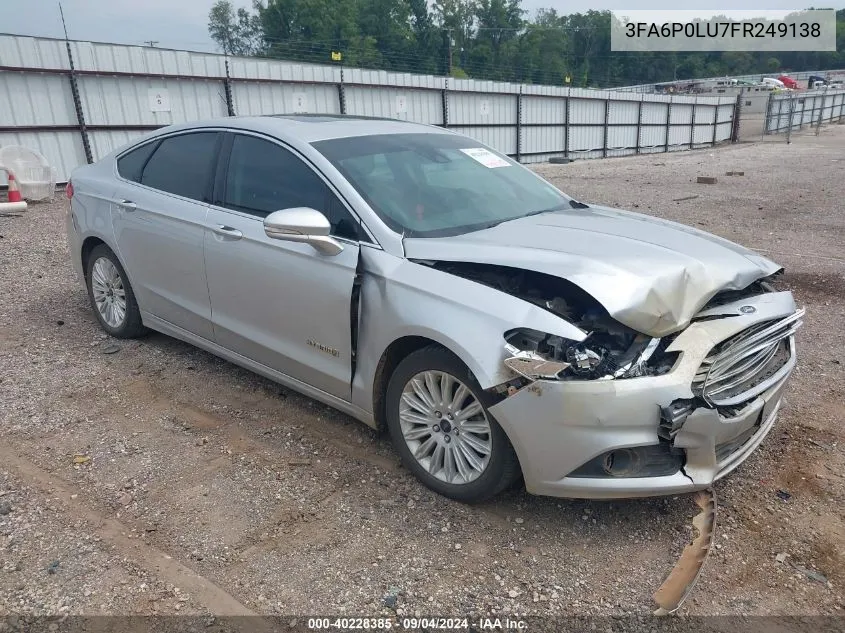 2015 Ford Fusion Hybrid Se VIN: 3FA6P0LU7FR249138 Lot: 40228385