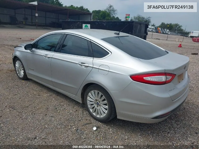 2015 Ford Fusion Hybrid Se VIN: 3FA6P0LU7FR249138 Lot: 40228385