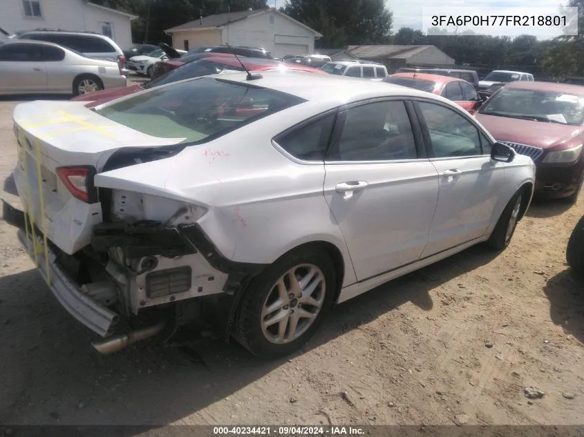 2015 Ford Fusion Se VIN: 3FA6P0H77FR218801 Lot: 40234421