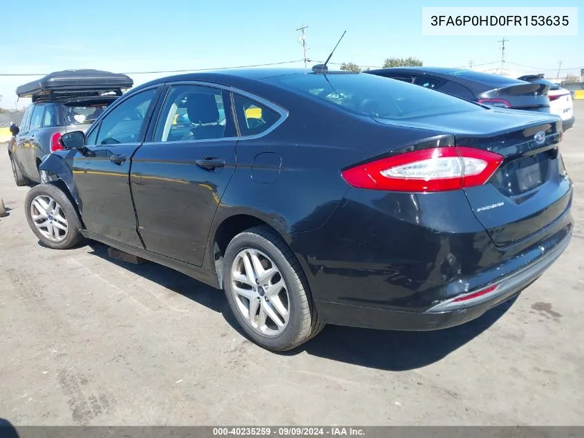 2015 Ford Fusion Se VIN: 3FA6P0HD0FR153635 Lot: 40235259