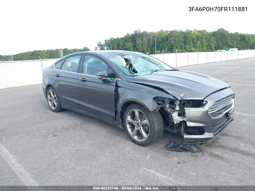 2015 Ford Fusion Se VIN: 3FA6P0H70FR111881 Lot: 40235746