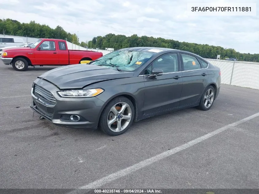 2015 Ford Fusion Se VIN: 3FA6P0H70FR111881 Lot: 40235746