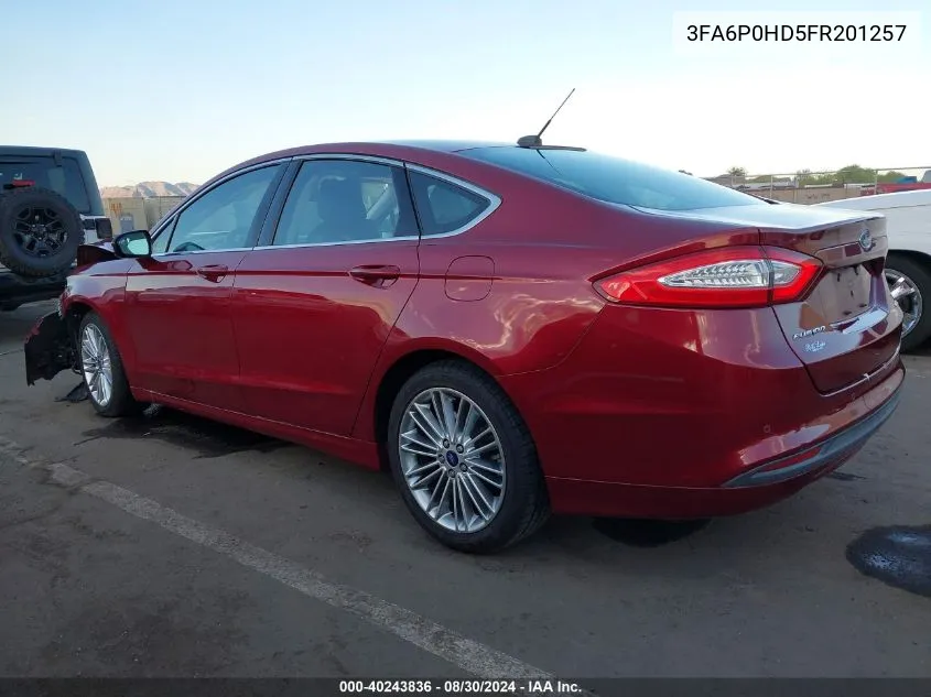 2015 Ford Fusion Se VIN: 3FA6P0HD5FR201257 Lot: 40243836